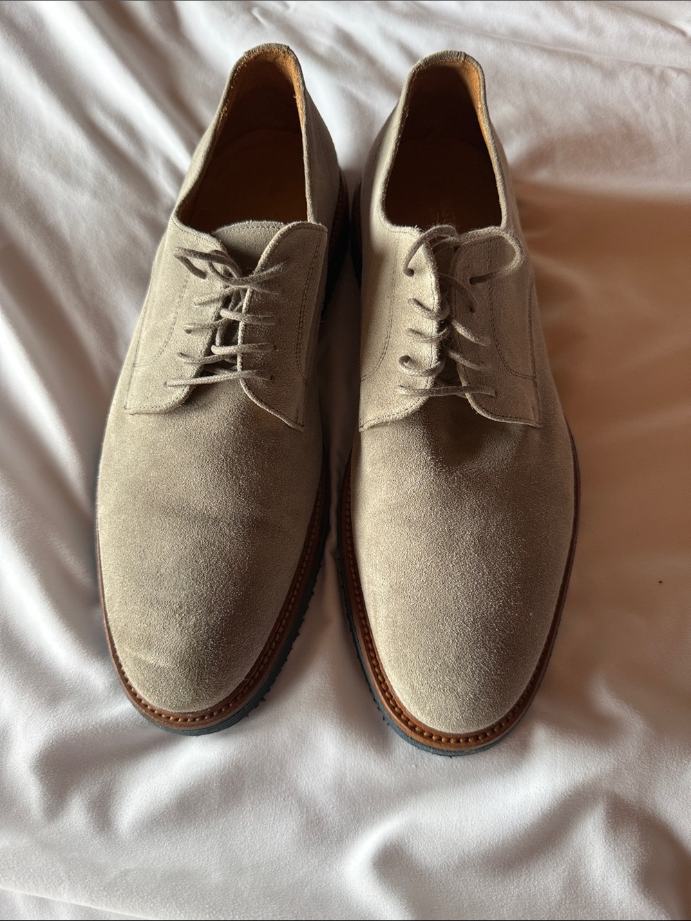 Johnston & Murphy Men's Suede Lace-Up Shoes - Beige Sz 11